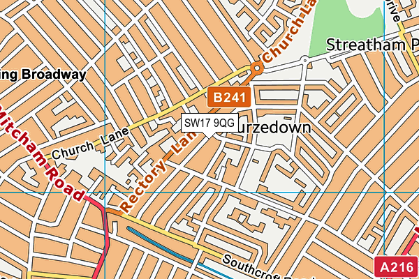 SW17 9QG map - OS VectorMap District (Ordnance Survey)