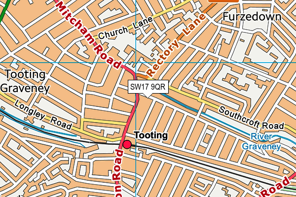 SW17 9QR map - OS VectorMap District (Ordnance Survey)