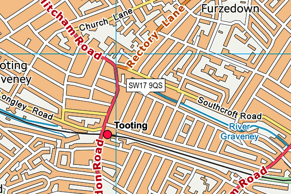 SW17 9QS map - OS VectorMap District (Ordnance Survey)