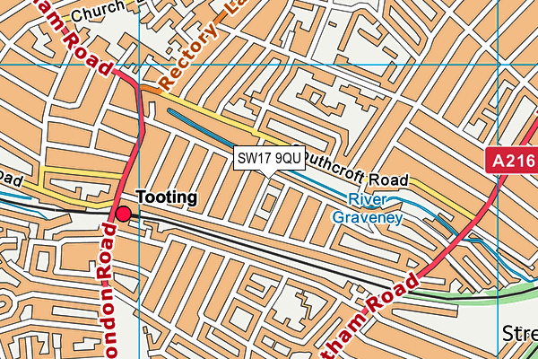 SW17 9QU map - OS VectorMap District (Ordnance Survey)