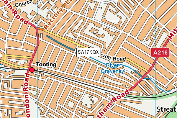 SW17 9QX map - OS VectorMap District (Ordnance Survey)