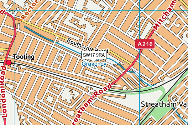 SW17 9RA map - OS VectorMap District (Ordnance Survey)