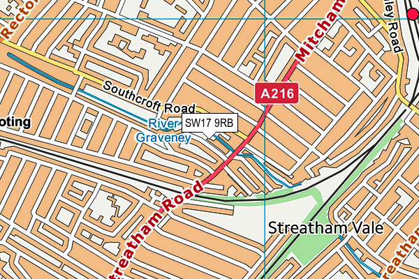 SW17 9RB map - OS VectorMap District (Ordnance Survey)