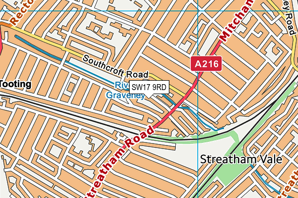 SW17 9RD map - OS VectorMap District (Ordnance Survey)