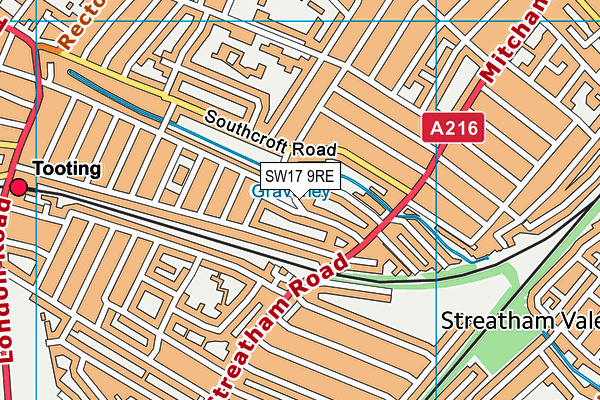 SW17 9RE map - OS VectorMap District (Ordnance Survey)