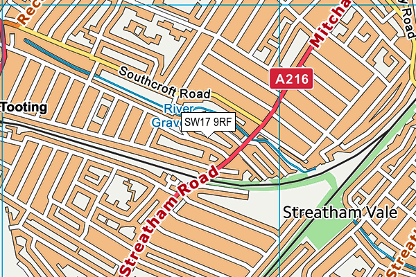SW17 9RF map - OS VectorMap District (Ordnance Survey)