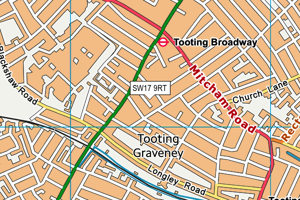 SW17 9RT map - OS VectorMap District (Ordnance Survey)