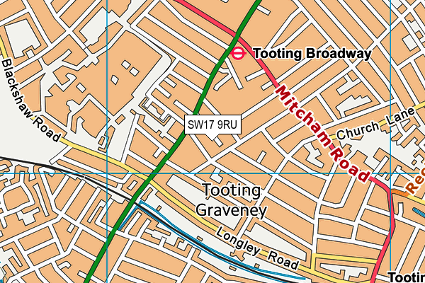 SW17 9RU map - OS VectorMap District (Ordnance Survey)