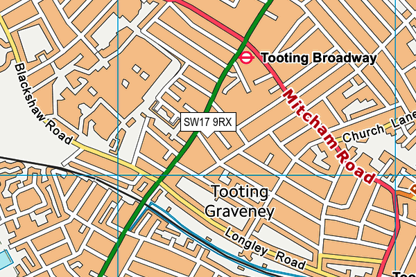 SW17 9RX map - OS VectorMap District (Ordnance Survey)