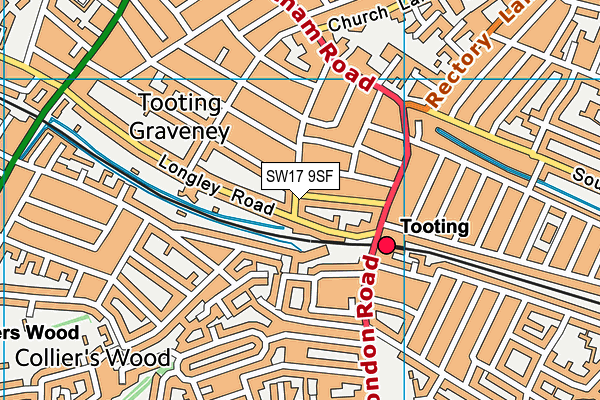 SW17 9SF map - OS VectorMap District (Ordnance Survey)