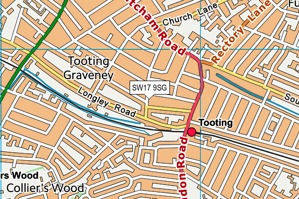 SW17 9SG map - OS VectorMap District (Ordnance Survey)