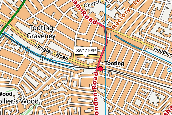 SW17 9SP map - OS VectorMap District (Ordnance Survey)