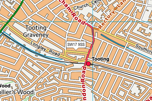 SW17 9SS map - OS VectorMap District (Ordnance Survey)