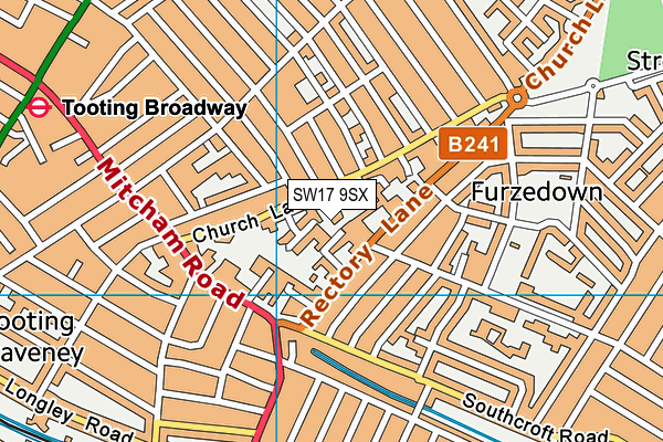 SW17 9SX map - OS VectorMap District (Ordnance Survey)