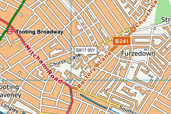 SW17 9SY map - OS VectorMap District (Ordnance Survey)