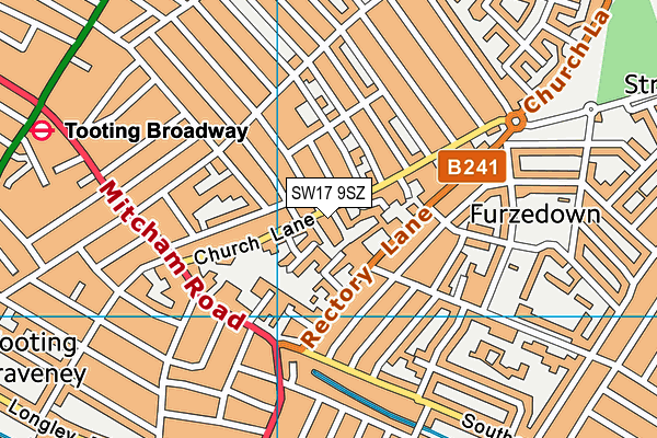 SW17 9SZ map - OS VectorMap District (Ordnance Survey)