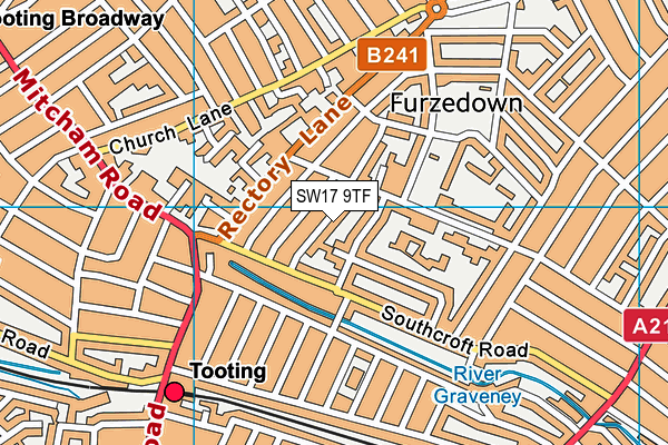 SW17 9TF map - OS VectorMap District (Ordnance Survey)