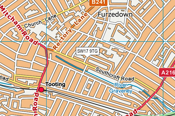 SW17 9TG map - OS VectorMap District (Ordnance Survey)