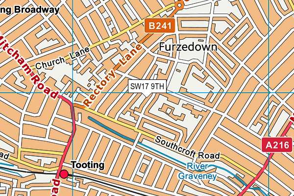 SW17 9TH map - OS VectorMap District (Ordnance Survey)