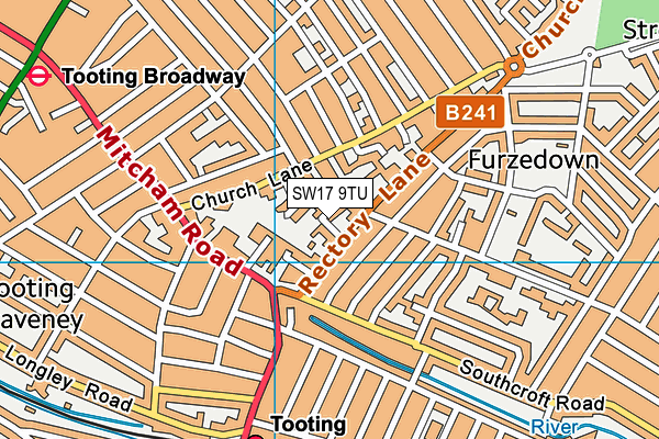 SW17 9TU map - OS VectorMap District (Ordnance Survey)