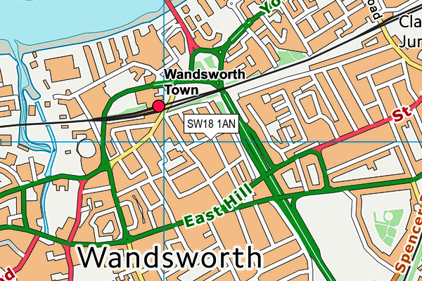 SW18 1AN map - OS VectorMap District (Ordnance Survey)