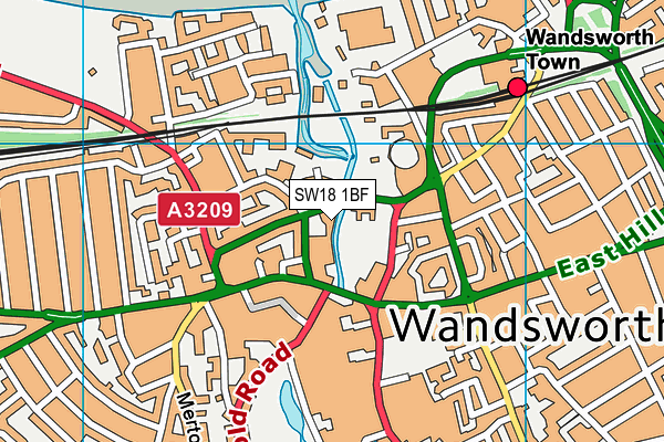 SW18 1BF map - OS VectorMap District (Ordnance Survey)