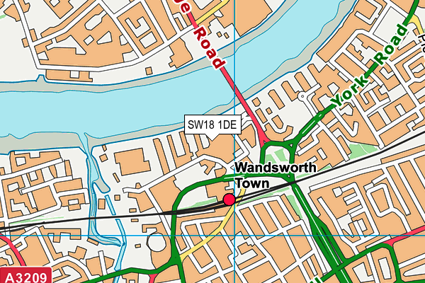 SW18 1DE map - OS VectorMap District (Ordnance Survey)