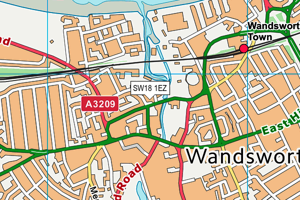 SW18 1EZ map - OS VectorMap District (Ordnance Survey)