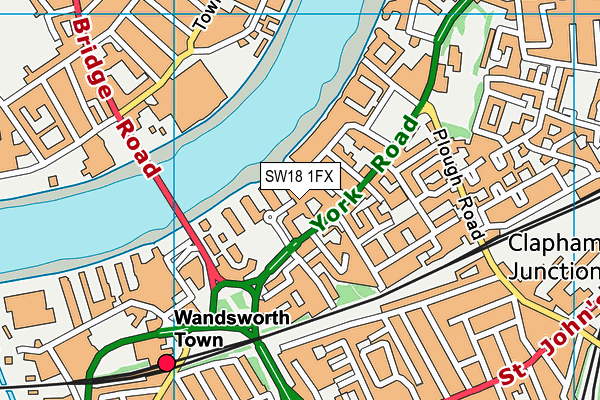 SW18 1FX map - OS VectorMap District (Ordnance Survey)