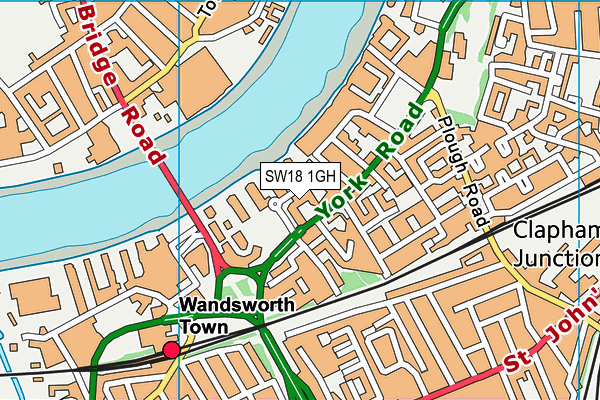 SW18 1GH map - OS VectorMap District (Ordnance Survey)
