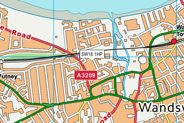 SW18 1HP map - OS VectorMap District (Ordnance Survey)