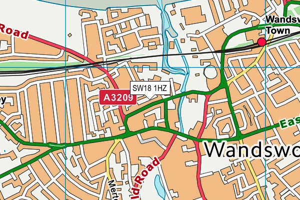 SW18 1HZ map - OS VectorMap District (Ordnance Survey)