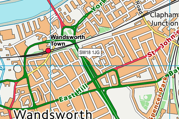 SW18 1JG map - OS VectorMap District (Ordnance Survey)