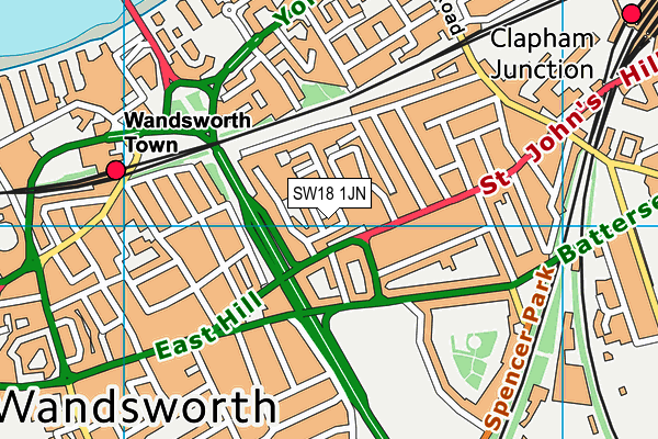 SW18 1JN map - OS VectorMap District (Ordnance Survey)