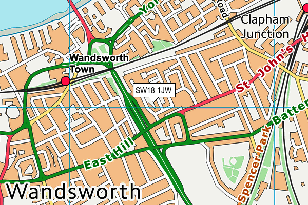 SW18 1JW map - OS VectorMap District (Ordnance Survey)