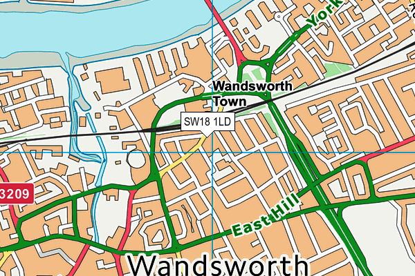 SW18 1LD map - OS VectorMap District (Ordnance Survey)