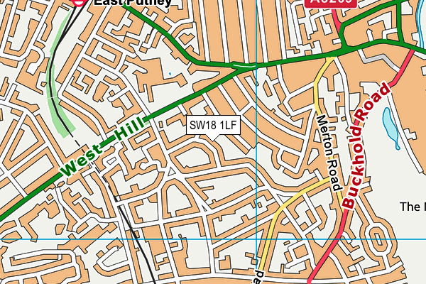 SW18 1LF map - OS VectorMap District (Ordnance Survey)