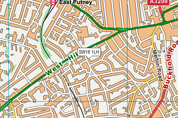 SW18 1LH map - OS VectorMap District (Ordnance Survey)