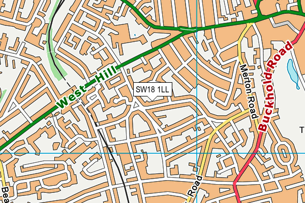 SW18 1LL map - OS VectorMap District (Ordnance Survey)