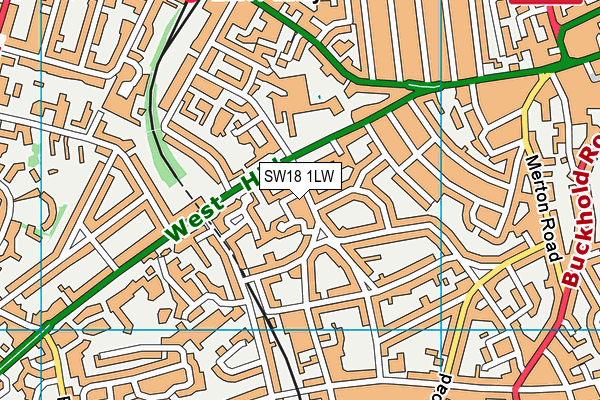 SW18 1LW map - OS VectorMap District (Ordnance Survey)
