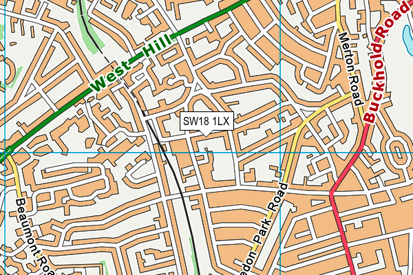 SW18 1LX map - OS VectorMap District (Ordnance Survey)