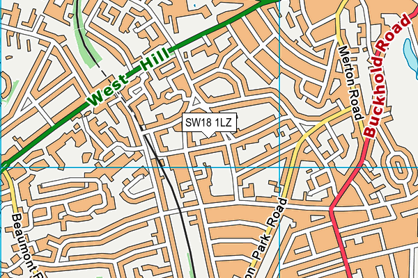 SW18 1LZ map - OS VectorMap District (Ordnance Survey)