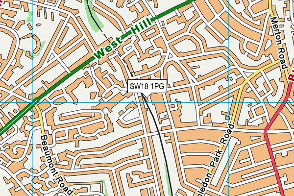 SW18 1PG map - OS VectorMap District (Ordnance Survey)