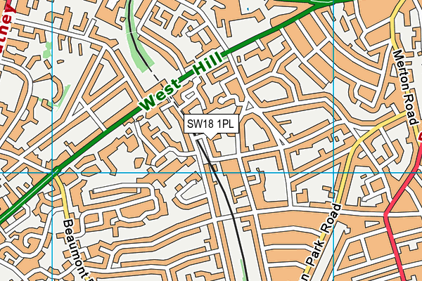 SW18 1PL map - OS VectorMap District (Ordnance Survey)