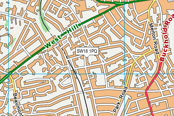 SW18 1PQ map - OS VectorMap District (Ordnance Survey)