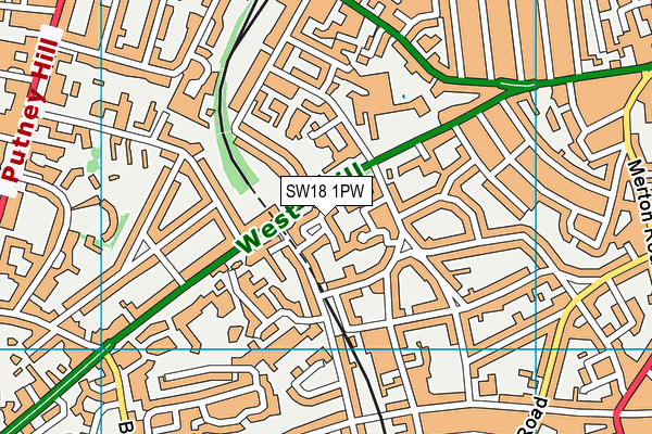 SW18 1PW map - OS VectorMap District (Ordnance Survey)