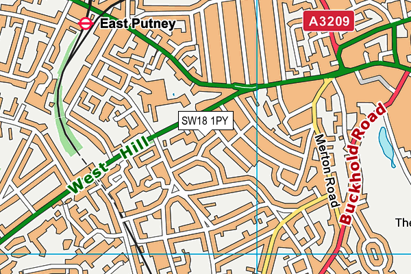 SW18 1PY map - OS VectorMap District (Ordnance Survey)