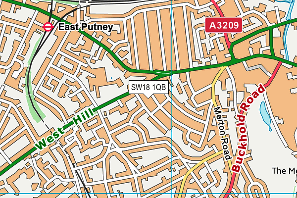 SW18 1QB map - OS VectorMap District (Ordnance Survey)