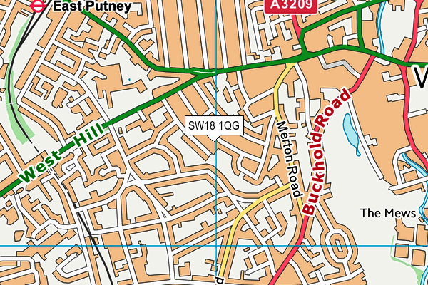 SW18 1QG map - OS VectorMap District (Ordnance Survey)