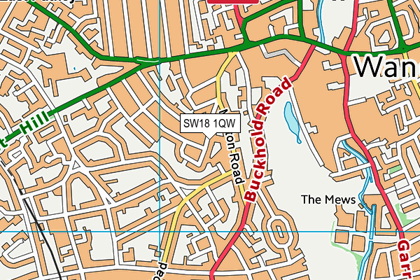 SW18 1QW map - OS VectorMap District (Ordnance Survey)